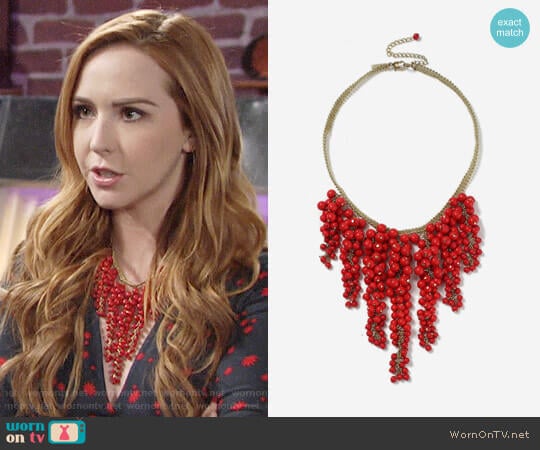 Topshop Red Berry Collar Necklace worn by Mariah Copeland (Camryn Grimes) on The Young and the Restless