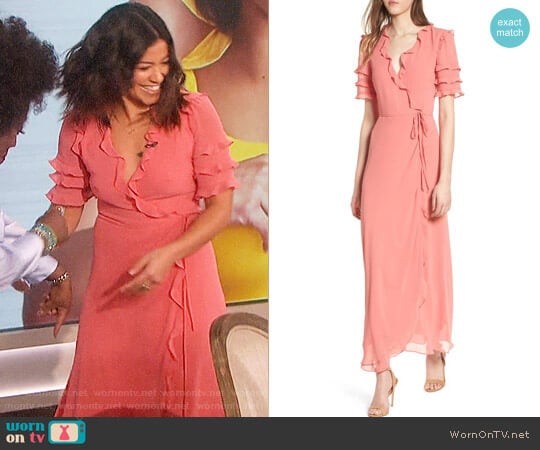 Wayf Ruffle Wrap Gown worn by Gina Rodriguez on The Talk