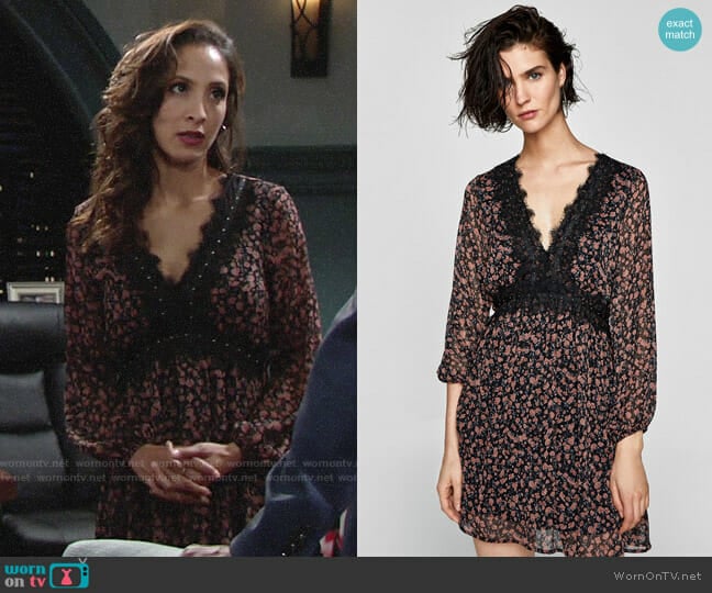 Zara Contrast Lace Dress worn by Lily Winters (Christel Khalil) on The Young and the Restless