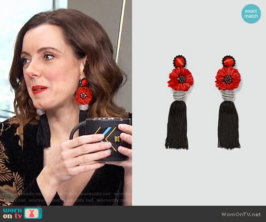 Zara Fringed Flower Earrings worn by Melanie Bromley on E! News