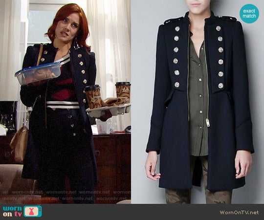 Zara Military Coat worn by Sally Spectra (Courtney Hope) on The Bold and the Beautiful