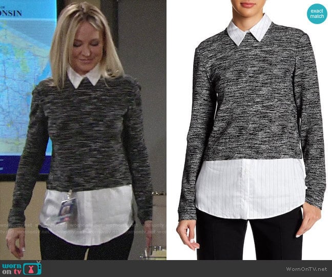 Alice + Olivia Maelynn Sweater worn by Sharon Newman (Sharon Case) on The Young and the Restless