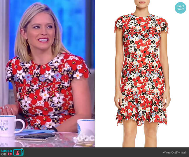  Imani Cap-Sleeve Floral Embroidered Dress by Alice + Olivia worn by Sara Haines on The View