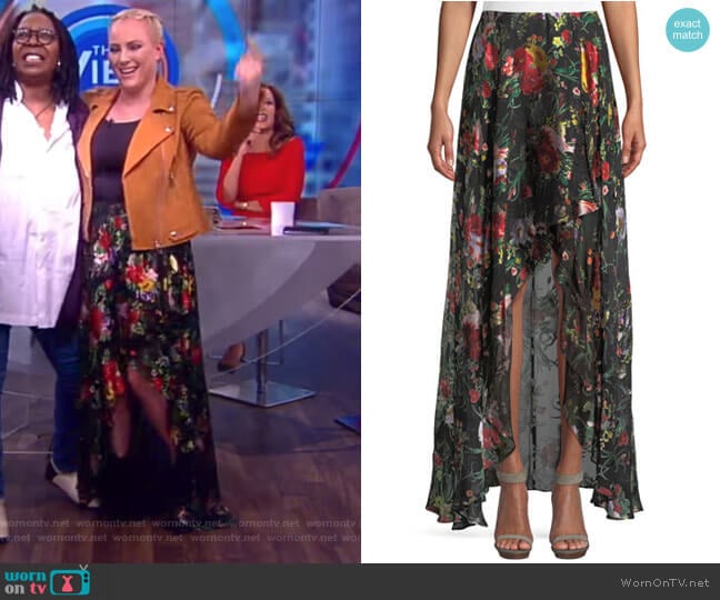 Kirstie Cascade Floral-Print Overlap Skirt by Alice + Olivia worn by Meghan McCain  on The View