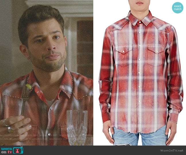 WornOnTV: Sam’s red plaid studded shirt on Dynasty | Rafael de la ...