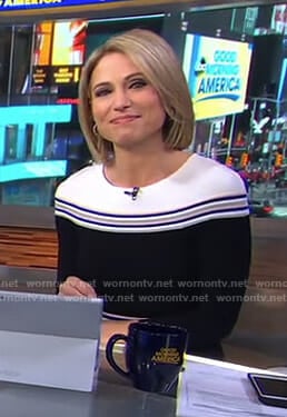 Amy’s black striped dress on Good Morning America