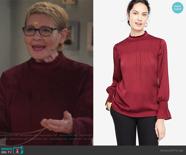 Petite Smocked Blouse by Ann Taylor worn by Joan Short (Dianne Wiest) on Life in Pieces