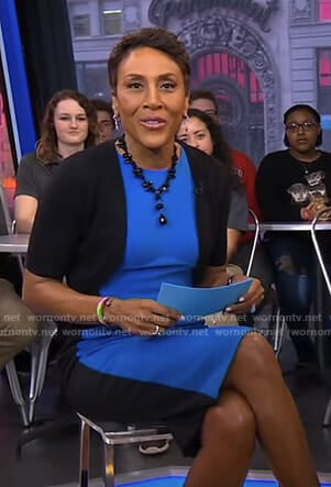 WornOnTV: Robin’s blue and black colorblock dress on Good Morning ...