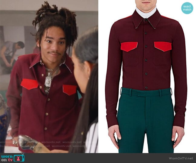 Contrast-Detailed Wool Shirt by Calvin Klein worn by Luka Hall (Luka Sabbat) on Grown-ish