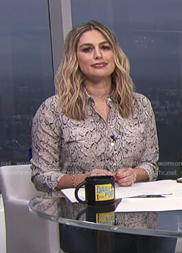 Carissa’s snakeskin print shirt on E! News Daily Pop