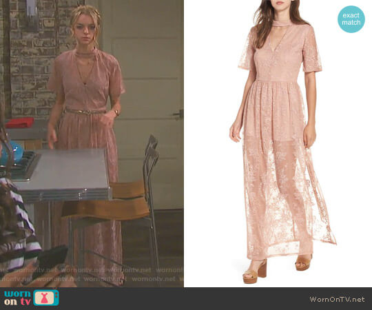 WornOnTV: Claire’s pink choker neck maxi dress on Days of our Lives ...