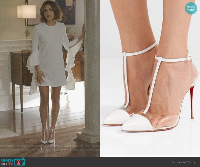 'Nosy' Pumps by Christian Louboutin worn by Cristal Flores (Nathalie Kelley) on Dynasty