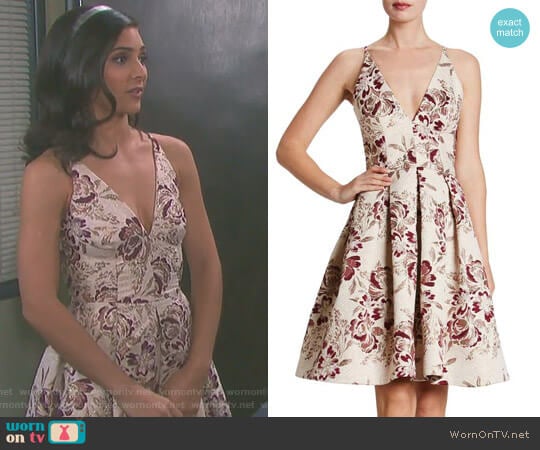 Collette Metallic Jacquard Dress by Dress the Population worn by Gabi Hernandez (Camila Banus) on Days of our Lives