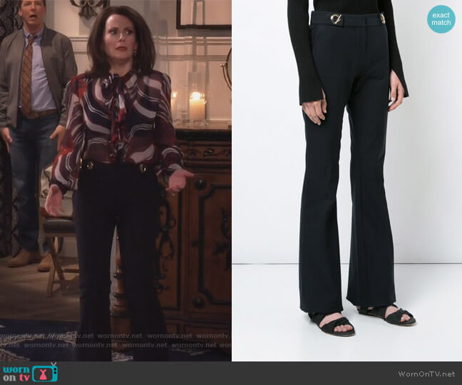 Flare Trouser With Grommet Detail by Derek Lam 10 Crosby worn by Karen Walker (Megan Mullally) on Will and Grace