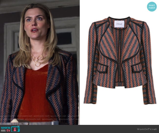 Striped Fitted Jacket by Derek Lam 10 Crosby worn by Trish Walker (Rachael Taylor) on Jessica Jones