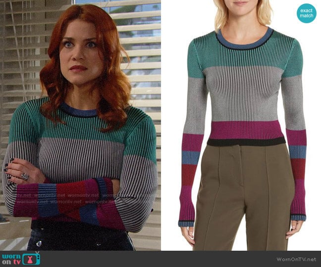 Diane von Furstenberg Cropped Plaited Pullover worn by Sally Spectra (Courtney Hope) on The Bold and the Beautiful