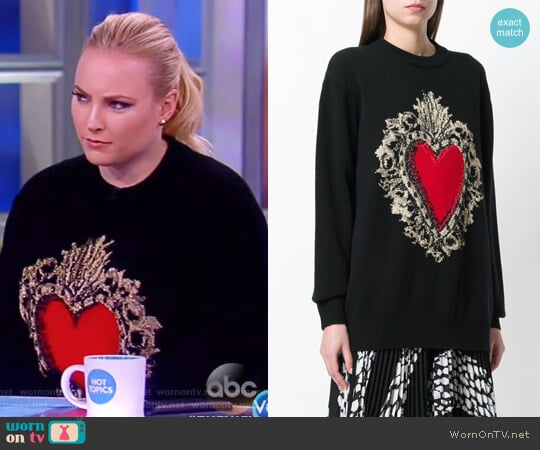 Heart Puff Sleeve Sweater by Dolce & Gabbana worn by Meghan McCain on The View