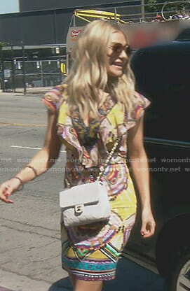Dorit’s printed ruffle dress on The Real Housewives of Beverly Hills