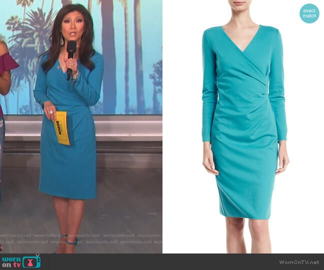 WornOnTV: Julie’s blue ruched long sleeve dress on The Talk | Julie ...