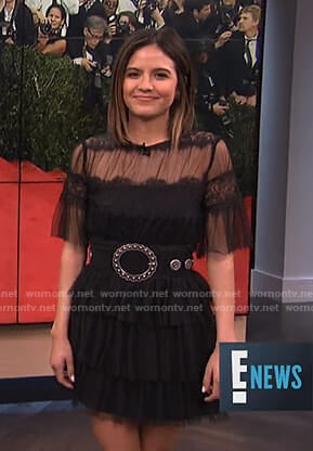 Erin’s black tiered mini dress on E! News