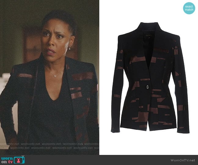 Weave Blazer by Escada worn by Lynn Stewart (Christine Adams) on Black Lightning