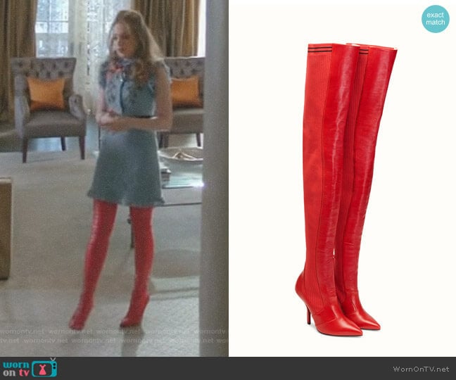 'Rockoko' Over the Knee Boot by Fendi worn by Fallon Carrington (Elizabeth Gillies) on Dynasty