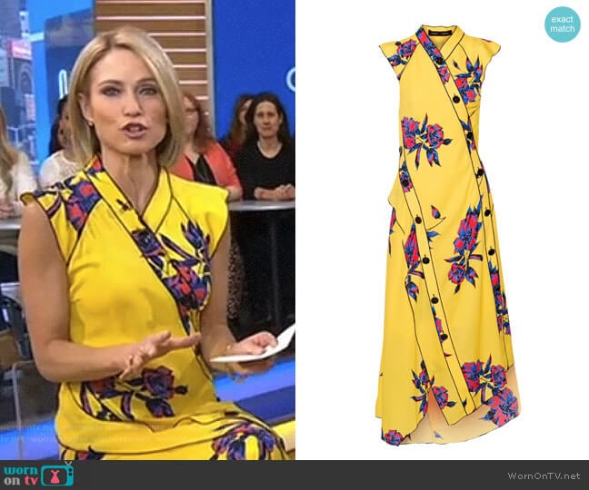 Floral Print Silk Georgette Dress by Proenza Schouler worn by Amy Robach on Good Morning America