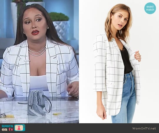 Open-Front Grid Blazer by Forever 21 worn by Adrienne Houghton on The Real