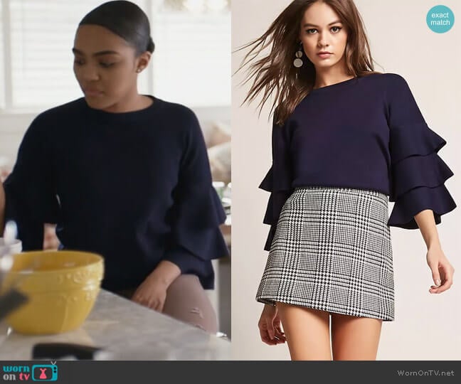 Tiered Bell Sleeve Top by Forever 21 worn by Jennifer Pierce (China Anne McClain) on Black Lightning