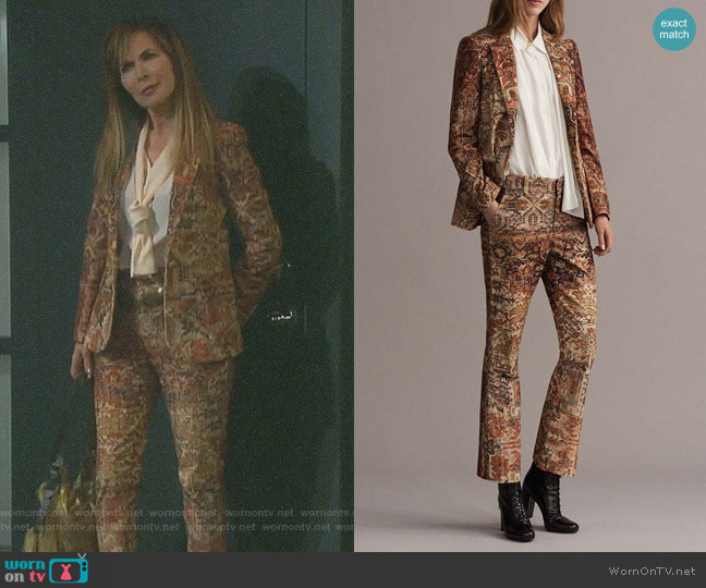 Persian Single-Breasted Printed Blazer and Printed Flared Pants by Frame worn by Kate Roberts (Lauren Koslow) on Days of our Lives