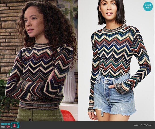 Free People Talk About It Sweater worn by Mattie Ashby (Lexie Stevenson) on The Young and the Restless