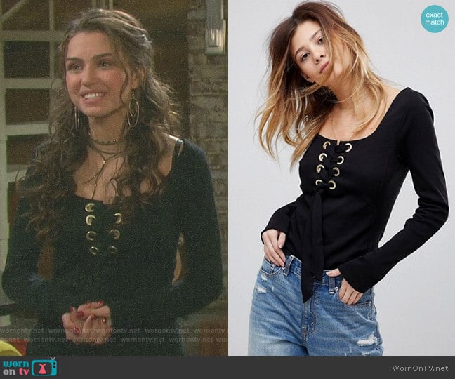 Looking Back Top by Free People worn by Ciara Brady (Victoria Konefal) on Days of our Lives