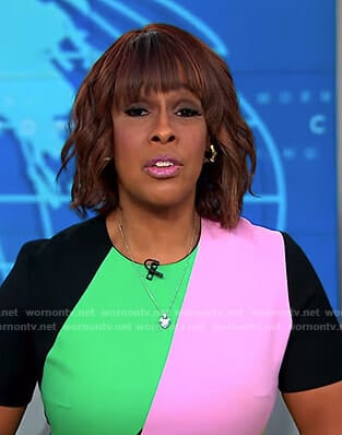 Gayle’s colorblock dress on CBS Mornings