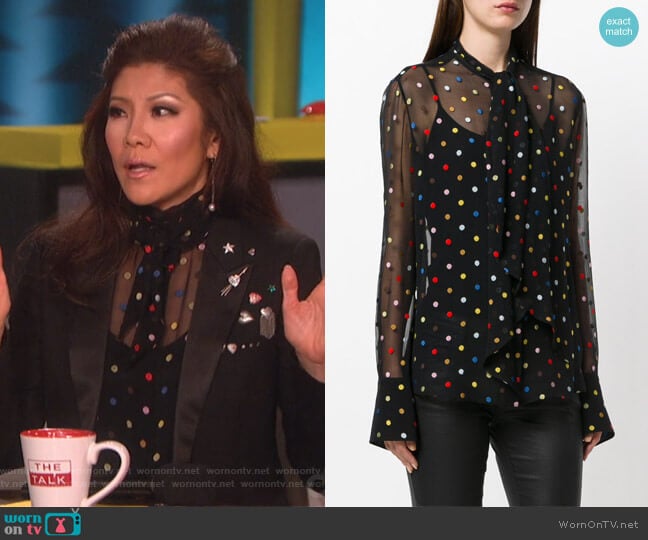 Polka Dot Embroidered Shirt by Givenchy worn by Julie Chen on The Talk