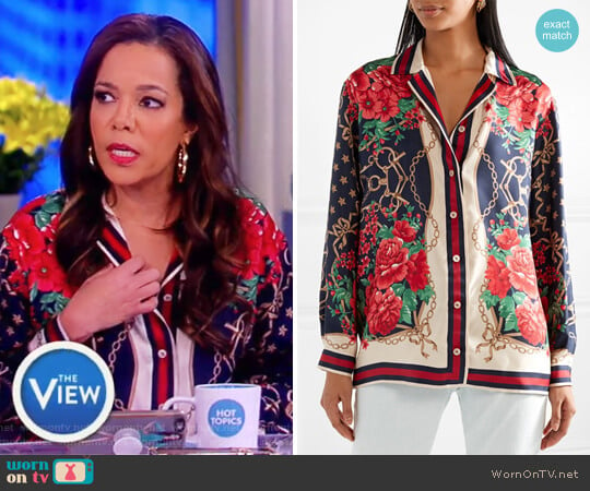 Oversized printed silk-twill shirt by Gucci worn by Sunny Hostin on The View