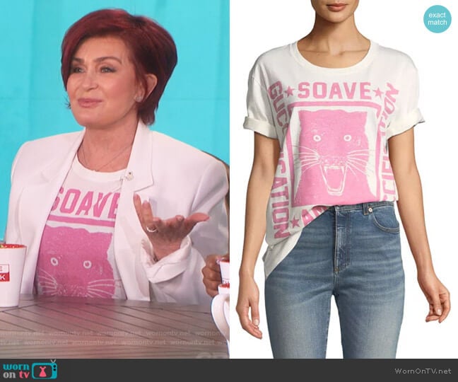 Soave Amore Guccification Print T-Shirt by Gucci worn by Sharon Osbourne on The Talk