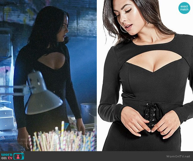 Guess Matthew Corset Jumpsuit worn by Veronica Lodge (Camila Mendes) on Riverdale