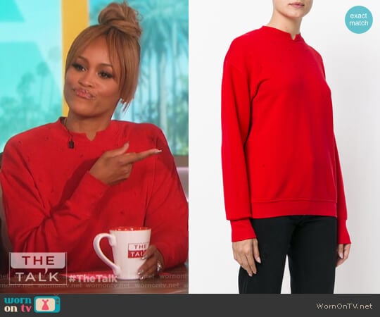 Distressed Sweatshirt by Helmut Lang worn by Eve on The Talk