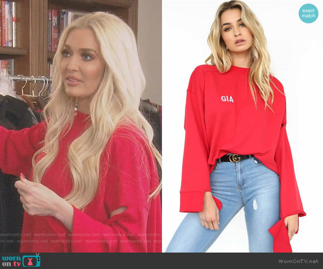 WornOnTV: Erika’s red cutout sweatshirt on The Real Housewives of ...
