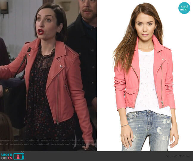 WornOnTV: Gina's pink studded leather moto jacket on High School