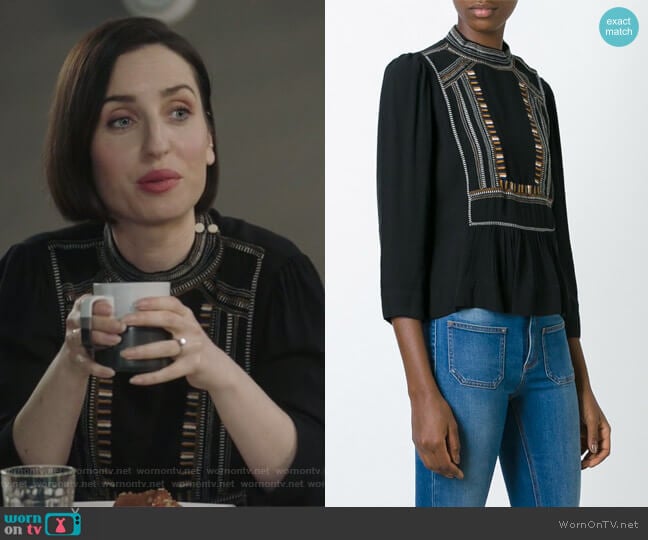 Cerza Blouse by Isabel Marant Etoile worn by Jennifer Short (Zoe Lister-Jones) on Life in Pieces