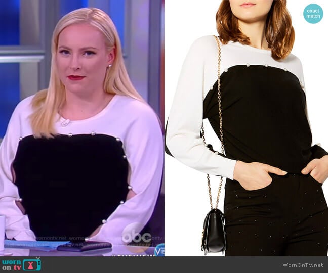 Embellished Color-Block Sweater by Karen Millen worn by Meghan McCain on The View