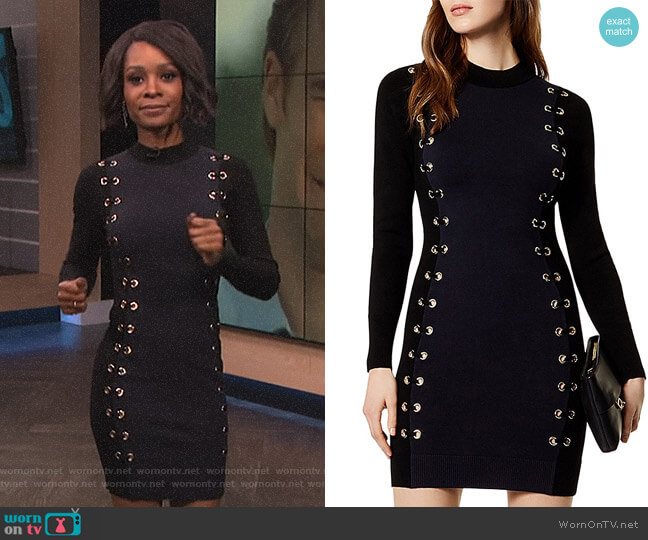 Grommet Lace-Up Dress by Karen Millen worn by Zuri Hall on E! News