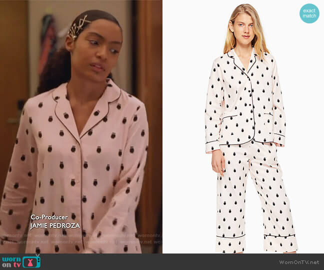 Cropped PJ Set by Kate Spade worn by Zoey Johnson (Yara Shahidi) on Grown-ish