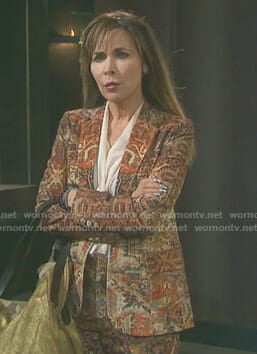 Kate’s tapestry printed suit on Days of our Lives