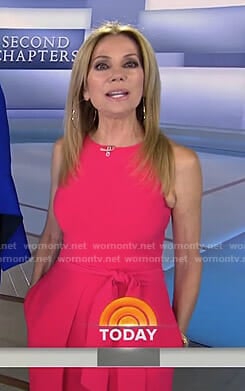 Kathie's pink tie waist jumpsuit on Today