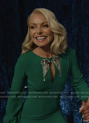 Kelly's green embellished wing dress on Live with Kelly and Ryan at the Oscars