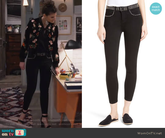 Studded Crop Jeans by L'Agence worn by Leslie Curry (Lindsey Kraft) on Living Biblically