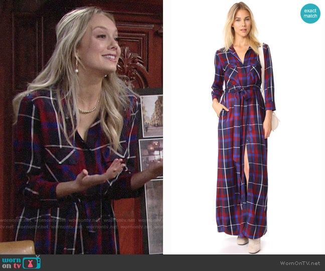 L'Agence Cameron Plaid Shirtdress worn by Abby Newman (Melissa Ordway) on The Young and the Restless