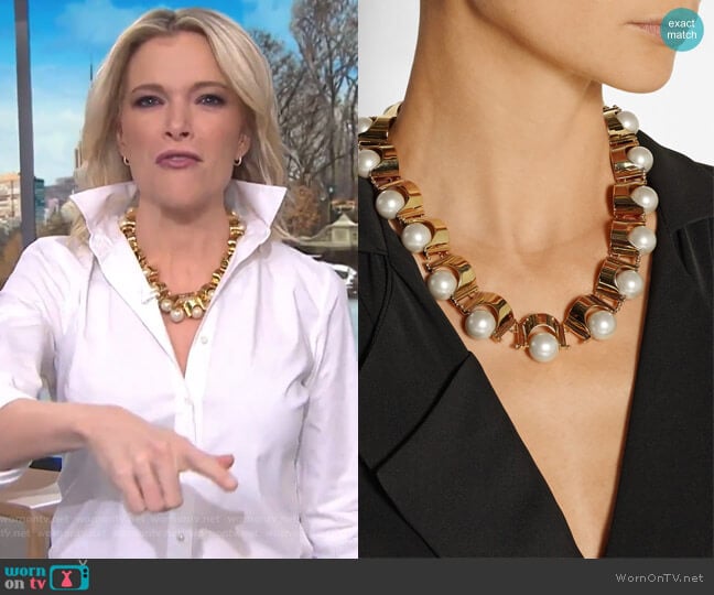 Groove gold-plated faux pearl necklace by Lele Sadoughi worn by Megyn Kelly on Today